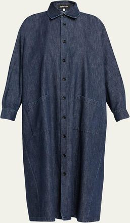 Eskandar Angle To Front Side Seam Shirt Dress With Collar