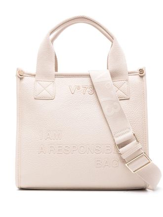 V° 73 embossed-logo tote bag - Neutrals