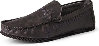 Generic Mens Loafers PU Round Toe Stitching Details Slip Resistant Anti-Slip Lightweight Driving Prom Slip-on(Khaki,6.5 UK)