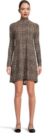 Norma Kamali Long Sleeve Turtle Swing Dress Womens Dress Choc Glenn Plaid Twd : XL (Womens 10), Jersey/Polyester/Spandex