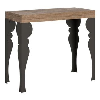 Itamoby Consola extensible 90x40/196 cm efecto madera roble natural y hierro