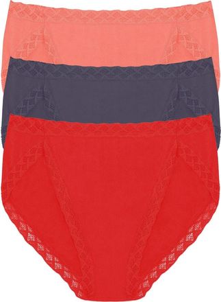 Natori Bliss Cotton French Cut Brief 3-Pack in Neon Coral/greystone/paprika at Nordstrom, Size Xx-Large