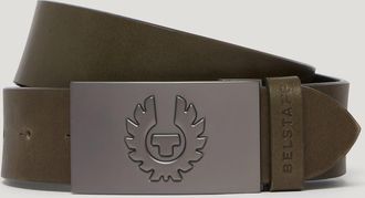 Belstaff Phoenix Buckle Belt Unisexs Calf Leather Fatigue Green Size XL