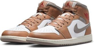 Nike Jordan Air Jordan 1 Mid Basketball Sneaker in 200 Hemp/fire R at Nordstrom, Size 8.5