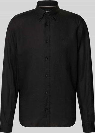 HUGO BOSS Regular Fit Freizeithemd aus reinem Leinen Modell LIAM in Black, Gr&ouml;&szlig;e XXXL