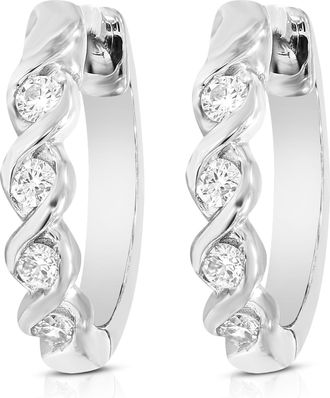 Vir Jewels 1/10 cttw Lab Grown Diamond Hoops Earrings in Sterling Silver With Hidden Post For Women