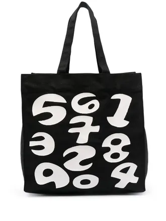 10 Corso Como numbers-print tote bag - women - Canvas/Cotton - OS - Black