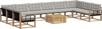 vidaXL Conjunto De Sof&aacute;s De Exterior 11 Uds. Blanco Y Gris Claro Vidaxl