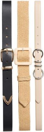 Vince Camuto 3-for-1 Assorted Belt Set in Black Taupe at Nordstrom Rack, Size X-Large