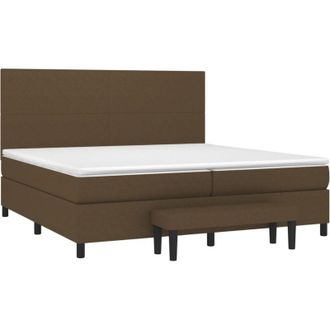 vidaXL Vidaxl - Cama Box Spring Con Colch&oacute;n Tela Marr&oacute;n Oscuro 200x200 Cm