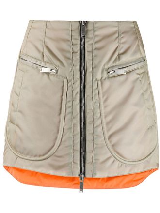 Marcelo Burlon bomber zip-up miniskirt - women - Nylon/Polyester/Polyester - 40 - Neutrals