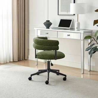Furniturebox Estelle Green Fabric Swivel Office Chair