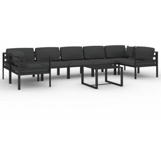 vidaXL Set Muebles De Jard&iacute;n 8 Pzas Y Cojines Aluminio Gris Antracita Vidaxl