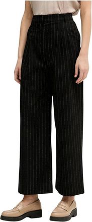 Benetton Wijde broek - Dames - Wijde Broeken - Zwart - L - Polyester - Broeken
