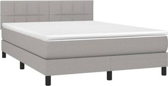 vidaXL Vidaxl - Cama Box Spring Con Colch&oacute;n Tela Gris Claro 140x200 Cm