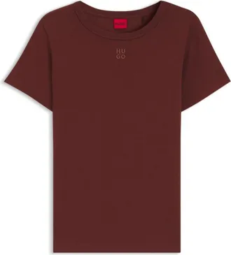HUGO BOSS Regular-fit T-shirt with stacked-logo embroidery