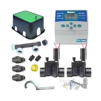 Hunter Pack Riego Autom&aacute;tico Irrigation 24v, 2 Zonas De Riego Para Tuberia De 32mm