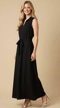 Pinch Design Linen Sleeveless Maxi Dress In Black