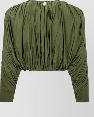 Self Portrait draped gathered cropped top