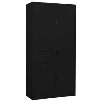 vidaXL Armario De Oficina De Acero Negro 90x40x180 Cm Vidaxl
