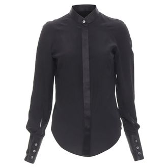 Maison Margiela cotton silk trim reversed button cuff shirt