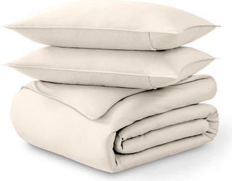 Bare Home 400 Thread Count Organic Cotton Sateen Duvet Cover and Sham Set in French Beige at Nordstrom, Size King