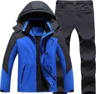 Generic Mens Winter Warm and Jackets Mens Oversized Insulated and Jackets and Pants Sets Suitable for Outdoor Work Skiing Fishing and Motorcycles Mens Suit 50