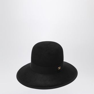 Valentino Volgo Signature Cap In Black Lapin Fabric