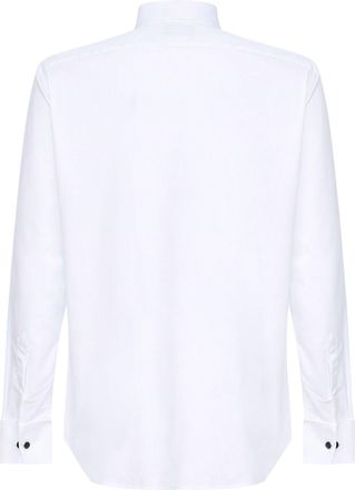 Giorgio Armani Mens Tuxedo Shirt Pleated Plastron White Cotton