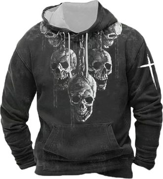 Generic Halloween Sweatshirts for mens Tops Long Sleeve Shirts Casual Blouses Clothes Trendy 2025 (Black, 3XL)