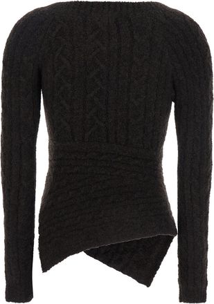 The Attico Womens Brown Sweater With Asymmetrical Design Wool Tops Top