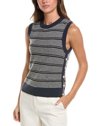 St. John Crew Side Placket Wool-Blend Tank