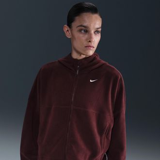 Nike Womens One Therma-FIT Full-Zip Top in Red | HV3698-652