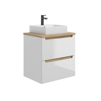 Petits Meubles Mueble lavabo 2 cajones estratificado Blanco