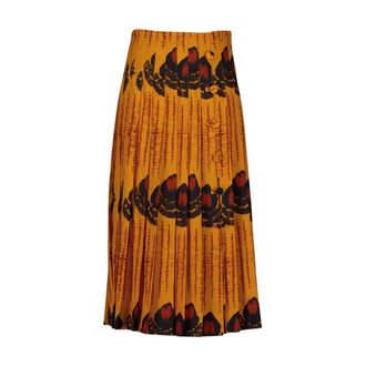Altuzarra Abstract Orange Midi Skirt - female - Altuzarra - Midi Skirts - Orange - S - Skirts