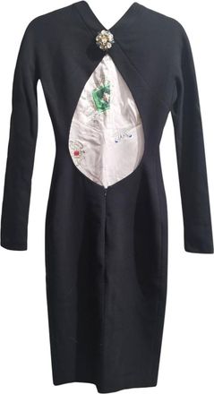 Roberto Cavalli Open Jewelled Back Fitted Cashmere Dress Size XS