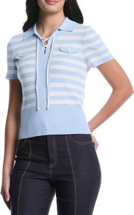 Shelli Segal Tie Front Short Sleeve Top in Skyway at Nordstrom Rack, Size X-Large