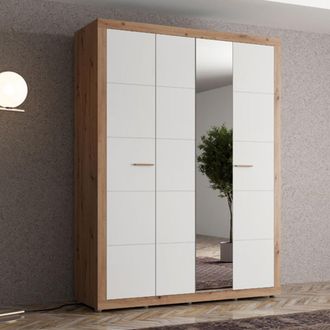 Dmora Armario Grande Pushka, Ropero Dormitorio, Perchero, 4 Estantes, 6 Compartimentos, 156x208h Cm Blanco Mate