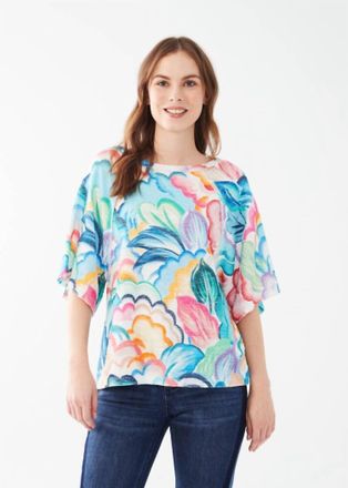 FDJ Taylor Three-Quarter Sleeve Raglan Top In Tropical