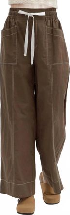 Entro Penelope High-Waist Drawstring Wide-Leg Pants In Brown