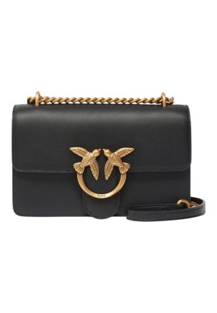 Pinko Love One Mini DC Calf Silk Woman, Black, One Size, Z99q_black-antique Gold, 21X7X13