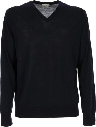 Ballantyne Maglia Scollo a V - Heren - V-hals truien - Blauw - XL - Kasjmier - Truien & Vesten