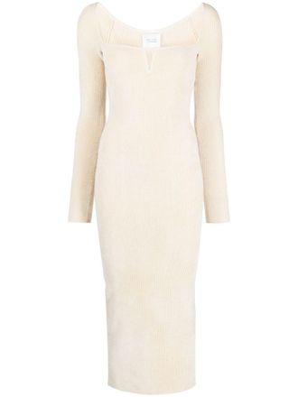 Galvan Freya velvet midi dress - Neutrals