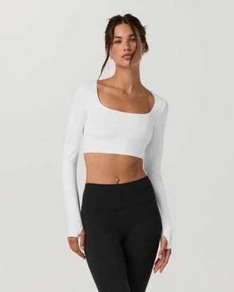 Vuori Clothing AllTheFeels Long Sleeve Scoop Top | White | XS, Size Extra Small