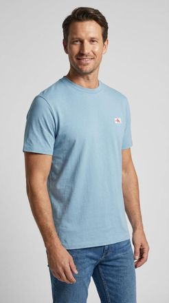 Calvin Klein Jeans T-Shirt CALVIN KLEIN JEANS SS BADGE 30S JERSEY CLASSIC TEE, Herren, Gr. XXL, blau (smoke blau), Single Jersey, Obermaterial: 100% Baumwolle, regular f