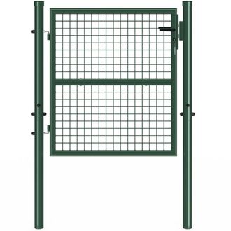 IDMarket Cancello da giardino in acciaio 105 x 100 cm con serratura e maniglia verde