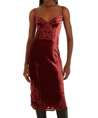 Farm Rio Cut-Out Sleeveless Midi Dress In Burgandy