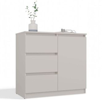 Topeshop DUNJA - Credenza 1 anta 3 cassetti per soggiorno o camera da letto, color beige