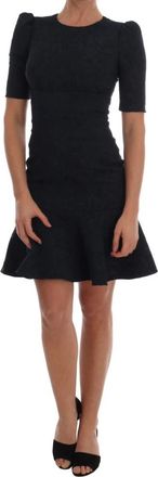 Dolce & Gabbana Zwart Blauwe Flare Mini Jurk - Dames - Korte kleedjes - Zwart - 2XS - Kleedjes