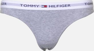 Tommy Hilfiger Womens Iconic Cotton Thong, Grey - Size: 12